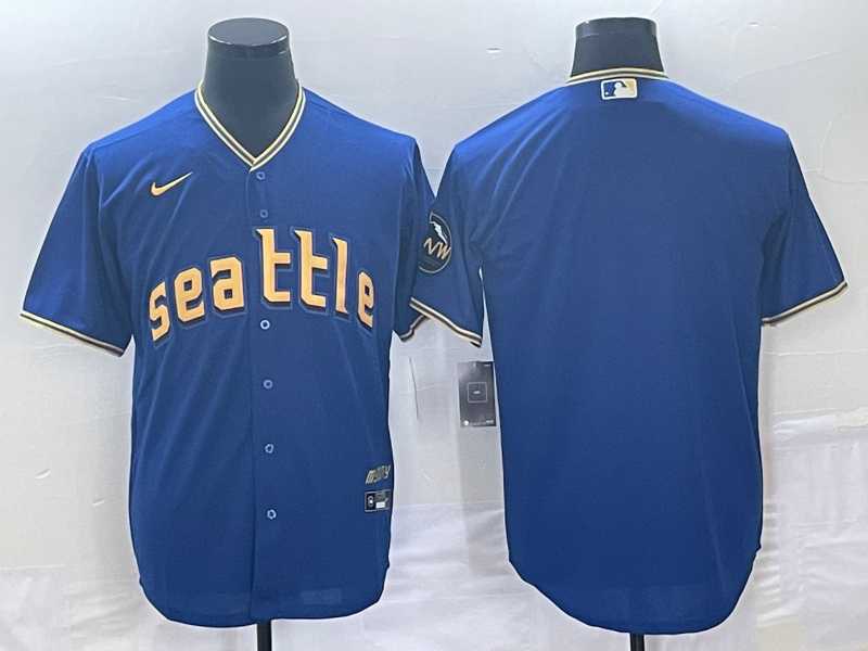 Men%27s Seattle Mariners Blank Blue 2023 City Connect Cool Base Stitched Jersey